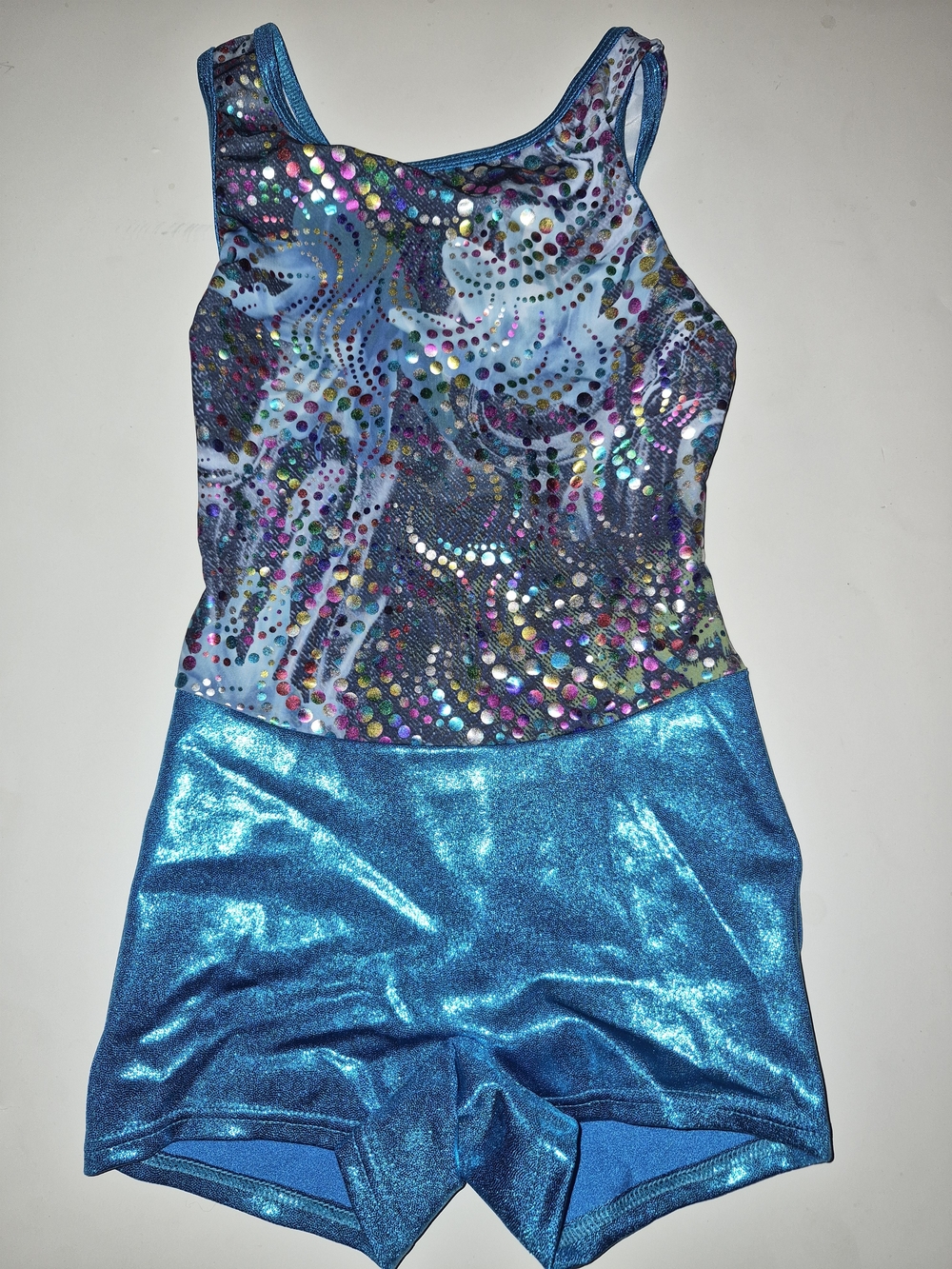 Body Wrappers Blue Multicolor Girls Dance Leotard Unitard